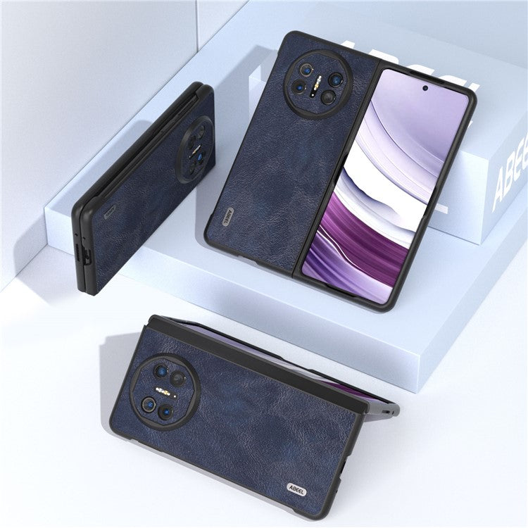 ABEEL For Huawei Mate X5 Case Cowhide Texture Leather + PC Phone Cover - Blue
