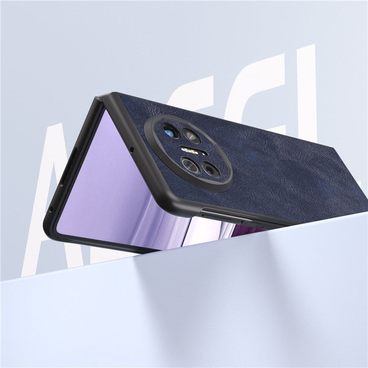ABEEL For Huawei Mate X5 Case Cowhide Texture Leather + PC Phone Cover - Blue