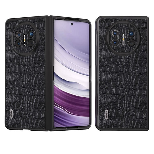 ABEEL For Huawei Mate X5 Case Texture Genuine Cow Leather+PC Phone Cover - Black