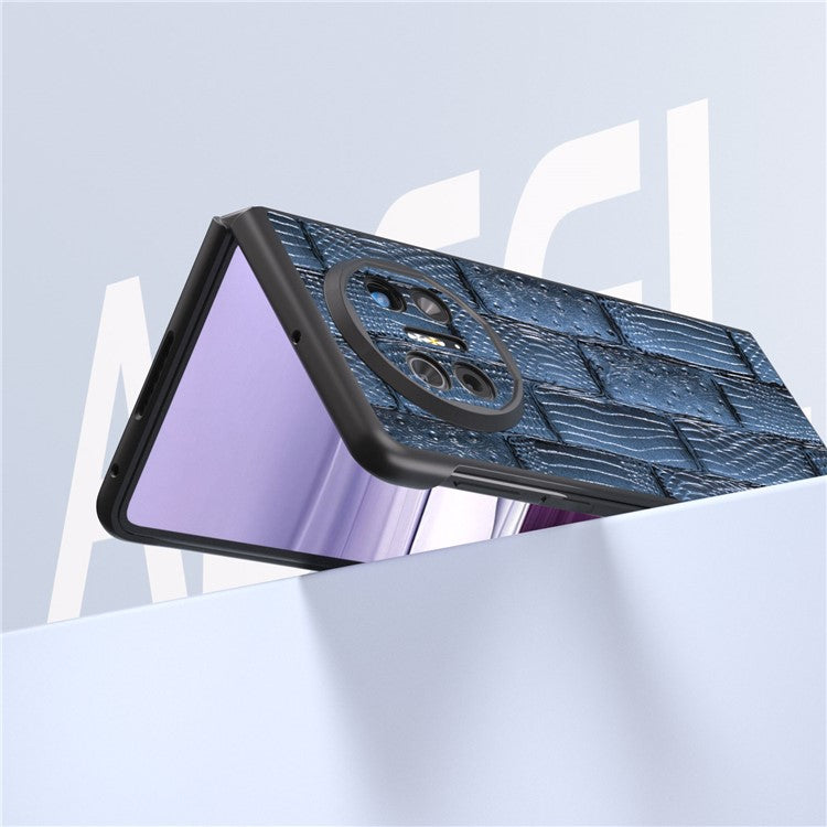 ABEEL For Huawei Mate X5 Case Mahjong Texture Genuine Cow Leather Back Phone Cover - Blue