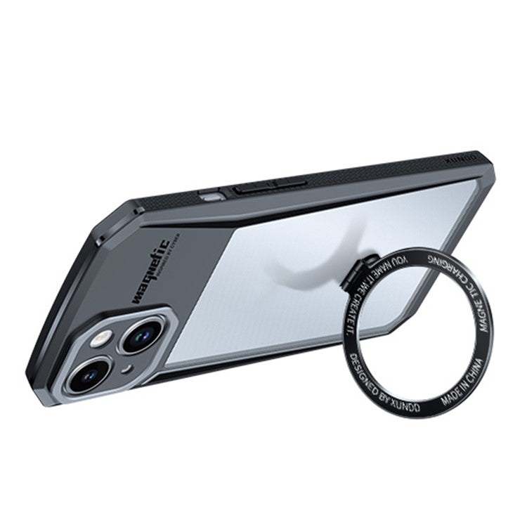 XUNDD For iPhone 14 Plus Case Ring Kickstand PC+TPU Phone Cover Compatible with MagSafe