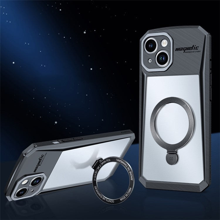 XUNDD For iPhone 14 Plus Case Ring Kickstand PC+TPU Phone Cover Compatible with MagSafe