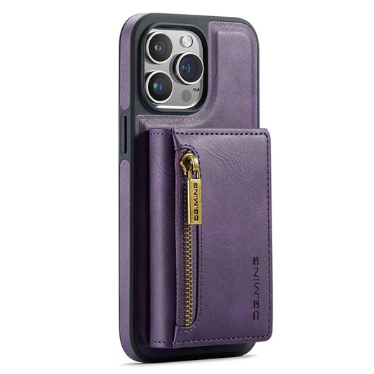 DG.MING M5 Series For iPhone 14 Pro Max Case PU+PC+TPU Detachable Wallet Phone Cover - Purple