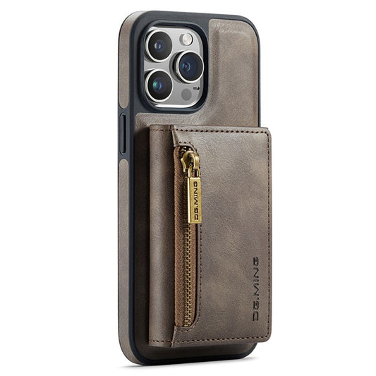 DG.MING M5 Series For iPhone 14 Pro Max Case PU+PC+TPU Detachable Wallet Phone Cover - Coffee