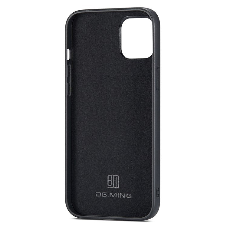 DG.MING For iPhone 14 Case PC+TPU+PU Leather Coated Back Shell - Black