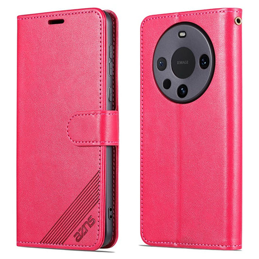AZNS For Huawei Mate 60 Pro Case PU Leather Full Protection Wallet Phone Cover - Red