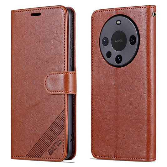 AZNS For Huawei Mate 60 Pro Case PU Leather Full Protection Wallet Phone Cover - Brown