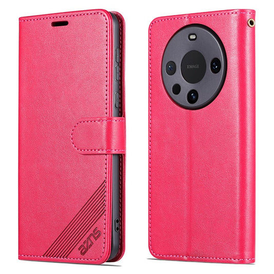AZNS For Huawei Mate 60 Case PU Leather Phone Cover with Wallet Stand - Red