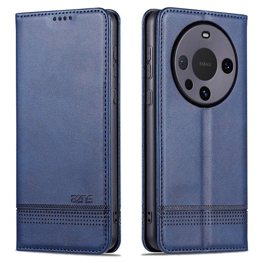 AZNS For Huawei Mate 60 Pro Case Magnetic Clousre Wallet Leather Cover - Blue