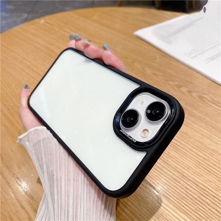 For iPhone 14 Plus Case Phone Shell Metal Lens Frame Bump Proof TPU + PC Cover - Black