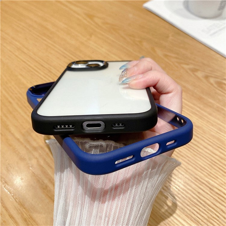 For iPhone 14 Plus Case Phone Shell Metal Lens Frame Bump Proof TPU + PC Cover - Black