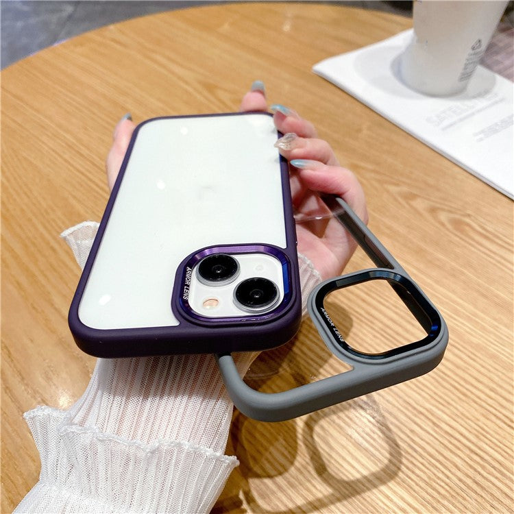 For iPhone 14 Plus Case Phone Shell Metal Lens Frame Bump Proof TPU + PC Cover - Black