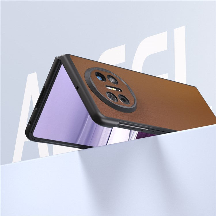 ABEEL For Huawei Mate X5 Case Smooth PU Leather + Hard PC Anti-Scratch Cover - Brown