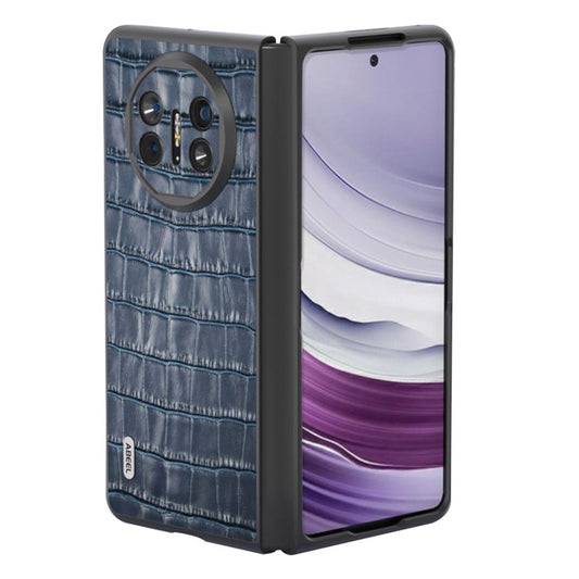 ABEEL For Huawei Mate X5 Protective Case Genuine Cow Leather+PC Crocodile Texture Cover - Blue