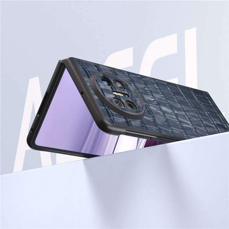ABEEL For Huawei Mate X5 Protective Case Genuine Cow Leather+PC Crocodile Texture Cover - Blue