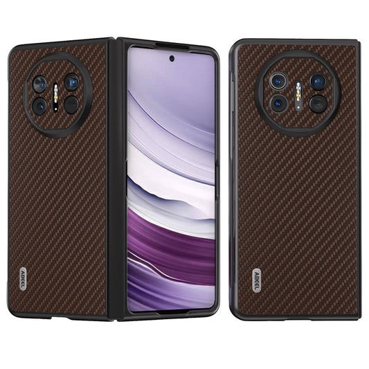 ABEEL For Huawei Mate X5 Cell Phone Case Carbon Fiber Texture Back Cover - Brown