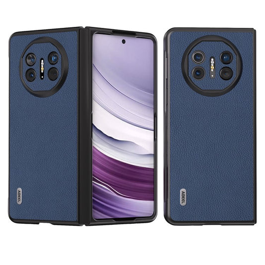 ABEEL For Huawei Mate X5 Case Genuine Cow Leather+PC Litchi Texture Phone Cover - Blue