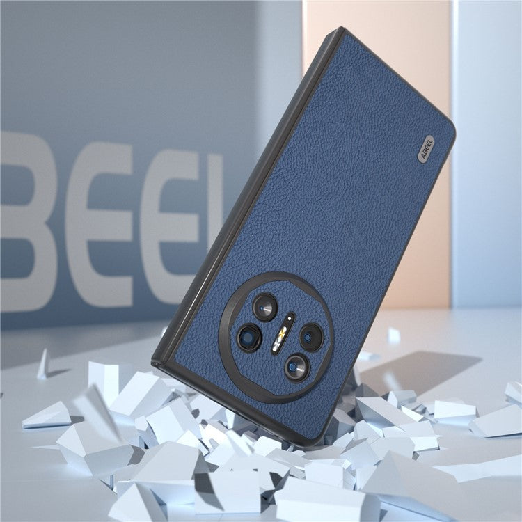 ABEEL For Huawei Mate X5 Case Genuine Cow Leather+PC Litchi Texture Phone Cover - Blue