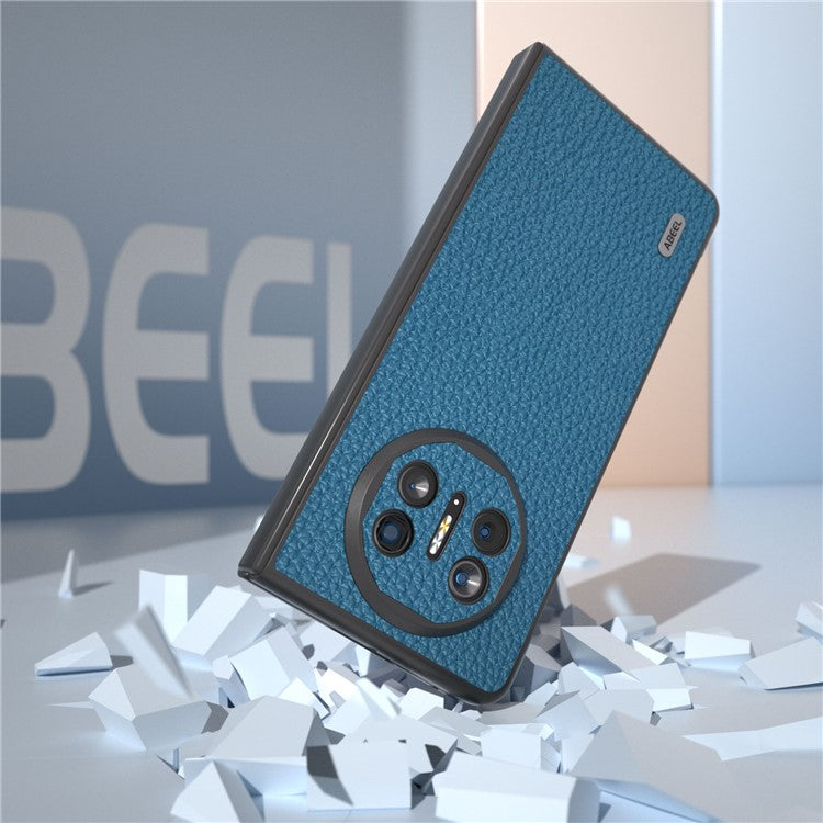 ABEEL For Huawei Mate X5 Phone Case Litchi Texture Genuine Cow Leather Back Cover - Blue