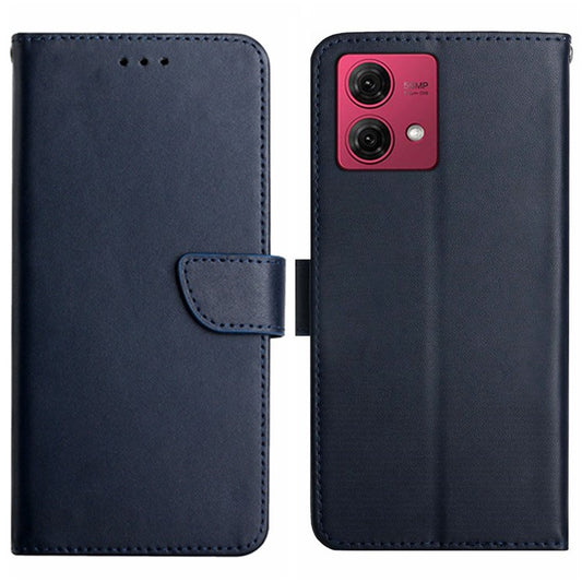 HT02 For Motorola Edge 40 Neo 5G Case Genuine Cow Leather Phone Cover - Blue
