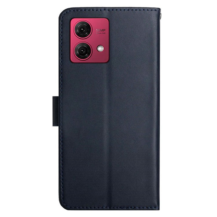 HT02 For Motorola Edge 40 Neo 5G Case Genuine Cow Leather Phone Cover - Blue