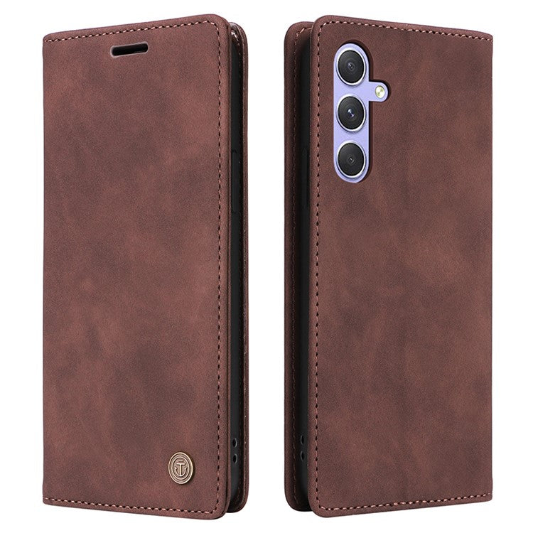 006 Series For Samsung Galaxy A54 5G Case Leather Wallet Phone Cover with Sucker Closure - Coffee
