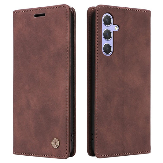 006 Series For Samsung Galaxy A54 5G Case Leather Wallet Phone Cover with Sucker Closure - Coffee