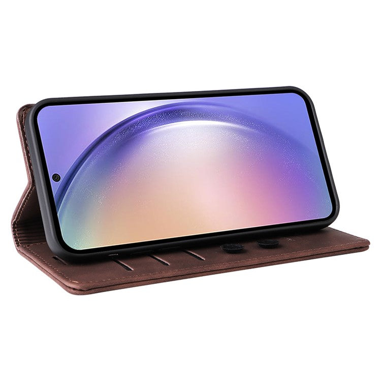 006 Series For Samsung Galaxy A54 5G Case Leather Wallet Phone Cover with Sucker Closure - Coffee