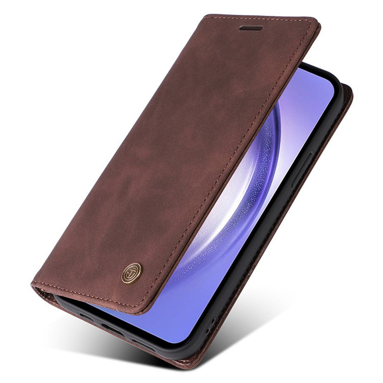 006 Series For Samsung Galaxy A54 5G Case Leather Wallet Phone Cover with Sucker Closure - Coffee