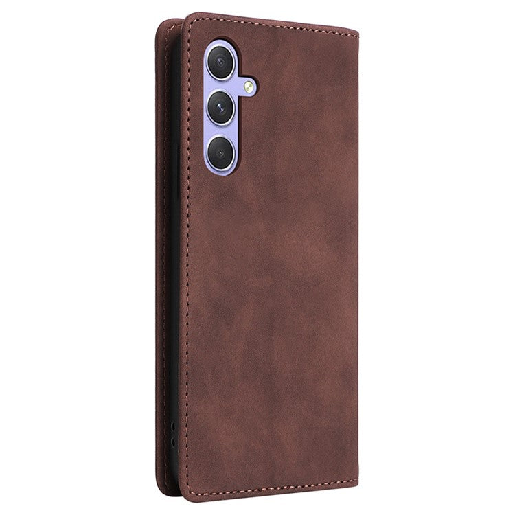 006 Series For Samsung Galaxy A54 5G Case Leather Wallet Phone Cover with Sucker Closure - Coffee