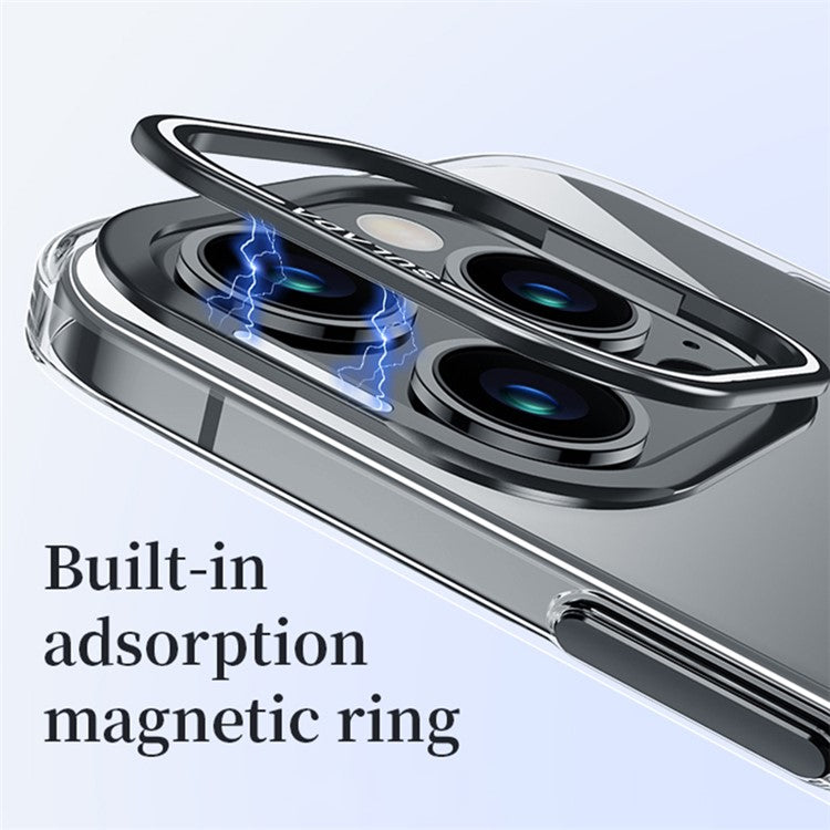 SULADA For iPhone 14 Pro Case TPU+PC Clear Phone Cover with Camera Kickstand - Silver