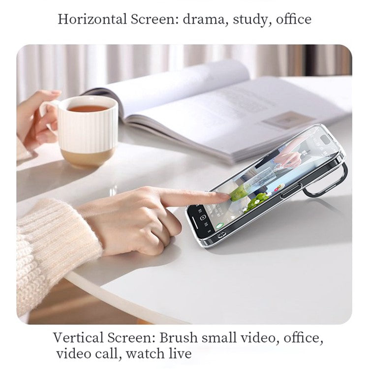 SULADA For iPhone 14 Pro Case TPU+PC Clear Phone Cover with Camera Kickstand - Silver