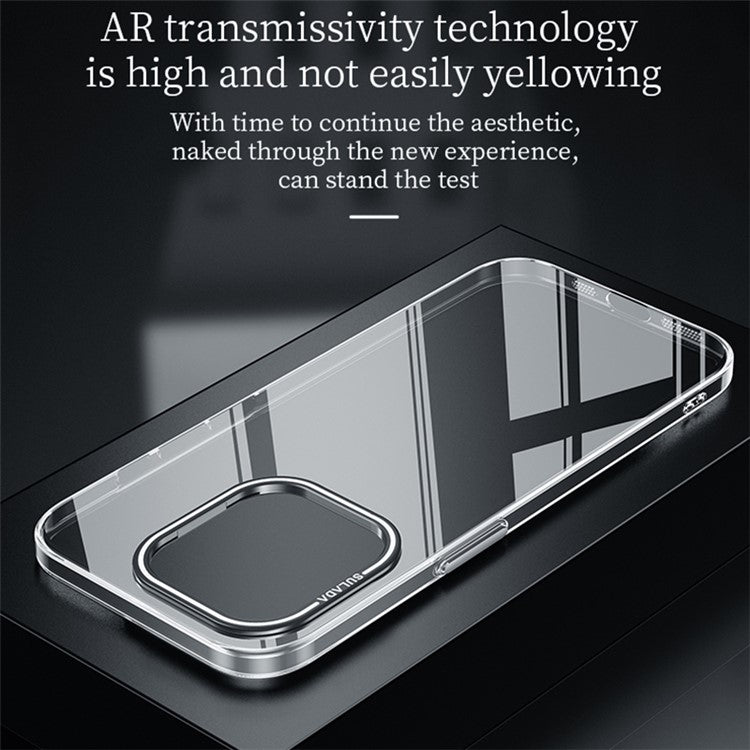 SULADA For iPhone 14 Pro Case TPU+PC Clear Phone Cover with Camera Kickstand - Silver