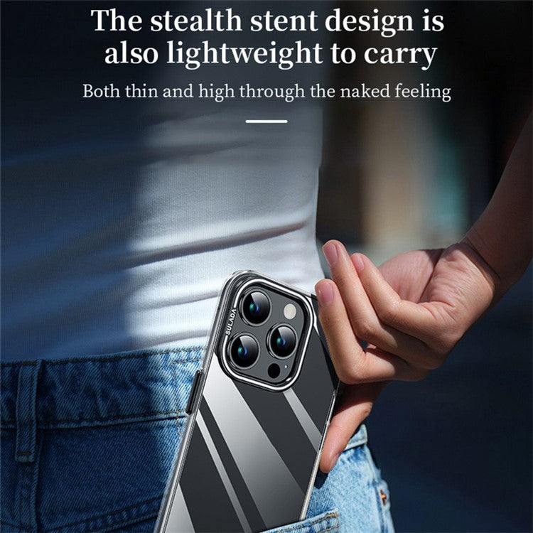 SULADA For iPhone 14 Pro Case TPU+PC Clear Phone Cover with Camera Kickstand - Silver