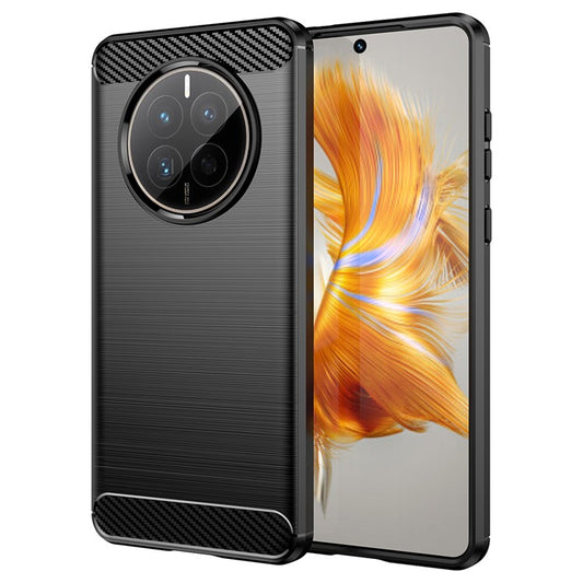 For Huawei Mate 50E 4G / Mate 50 4G Case Slim-Fit Cell Phone Cover TPU Carbon Fiber Texture Shell - Black