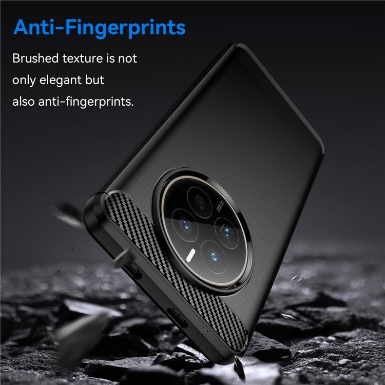 For Huawei Mate 50E 4G / Mate 50 4G Case Slim-Fit Cell Phone Cover TPU Carbon Fiber Texture Shell - Black