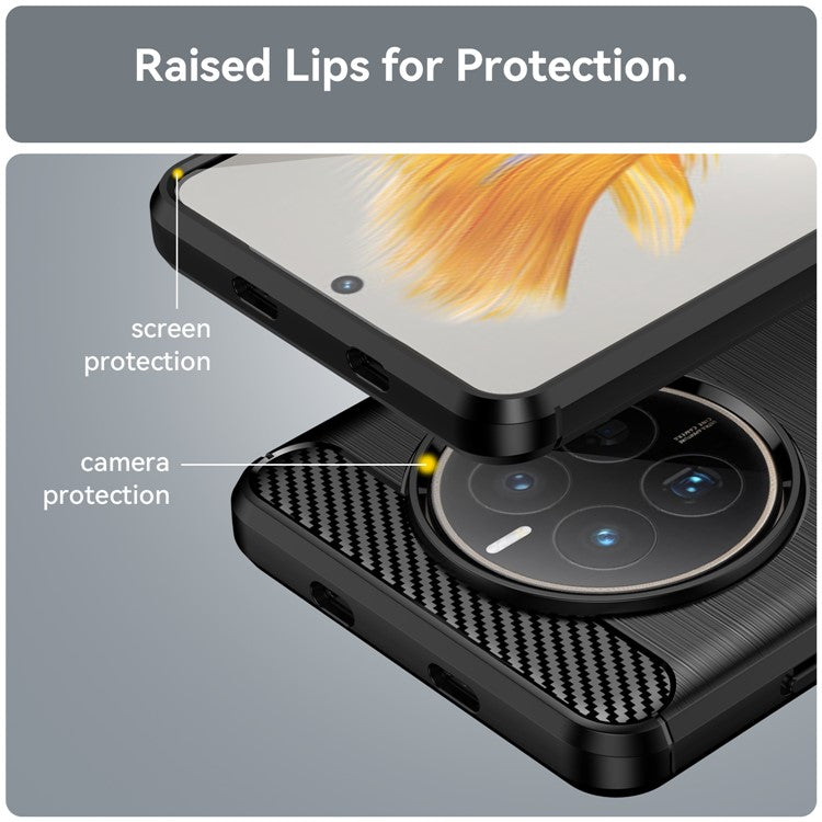For Huawei Mate 50E 4G / Mate 50 4G Case Slim-Fit Cell Phone Cover TPU Carbon Fiber Texture Shell - Black