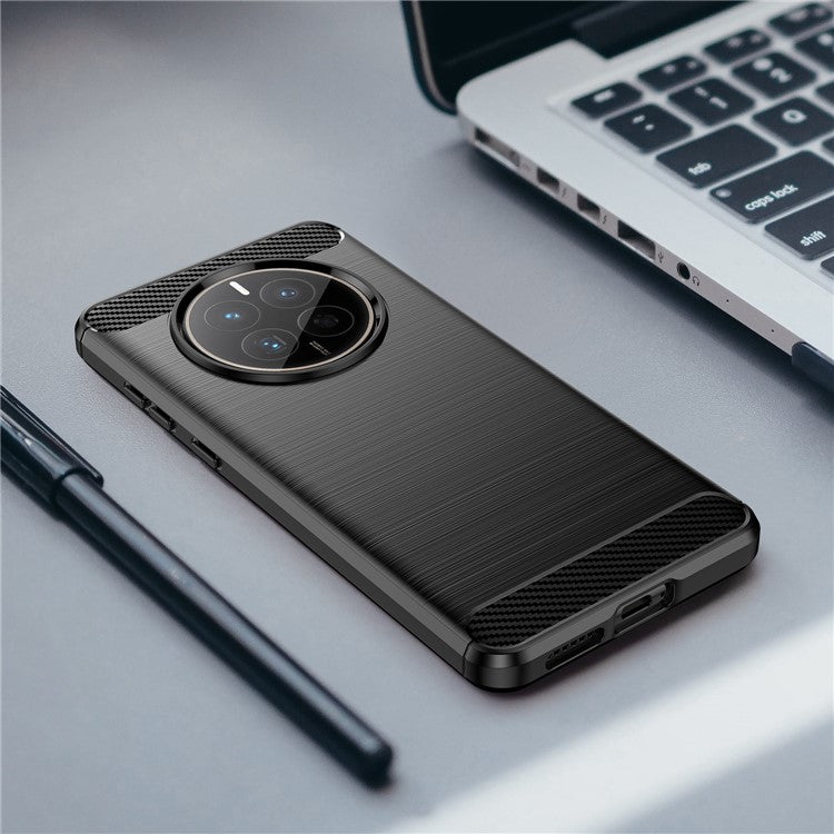 For Huawei Mate 50E 4G / Mate 50 4G Case Slim-Fit Cell Phone Cover TPU Carbon Fiber Texture Shell - Black