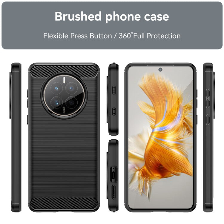 For Huawei Mate 50E 4G / Mate 50 4G Case Slim-Fit Cell Phone Cover TPU Carbon Fiber Texture Shell - Black