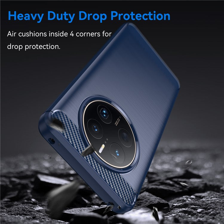 For Huawei Mate 50 Pro 4G Case Anti-Scratch TPU Phone Shell Carbon Fiber Texture Phone Protector - Blue