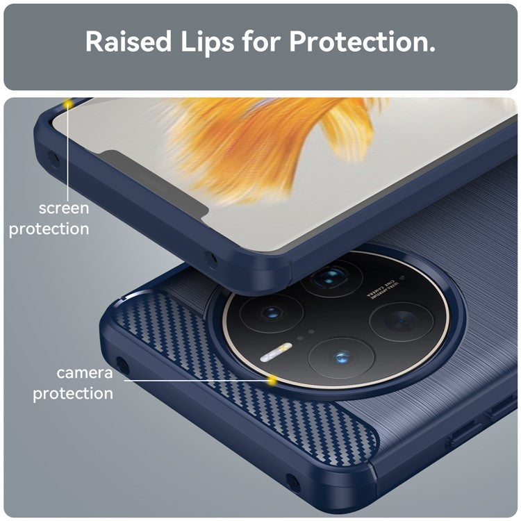 For Huawei Mate 50 Pro 4G Case Anti-Scratch TPU Phone Shell Carbon Fiber Texture Phone Protector - Blue