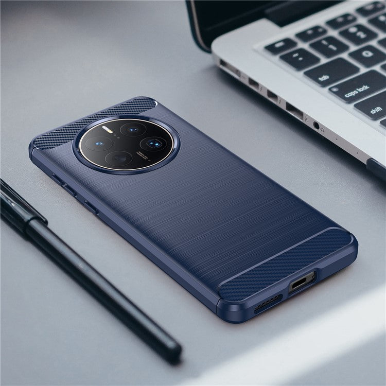 For Huawei Mate 50 Pro 4G Case Anti-Scratch TPU Phone Shell Carbon Fiber Texture Phone Protector - Blue