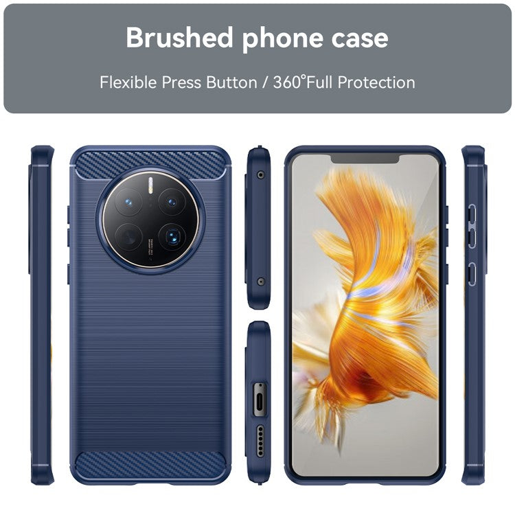 For Huawei Mate 50 Pro 4G Case Anti-Scratch TPU Phone Shell Carbon Fiber Texture Phone Protector - Blue