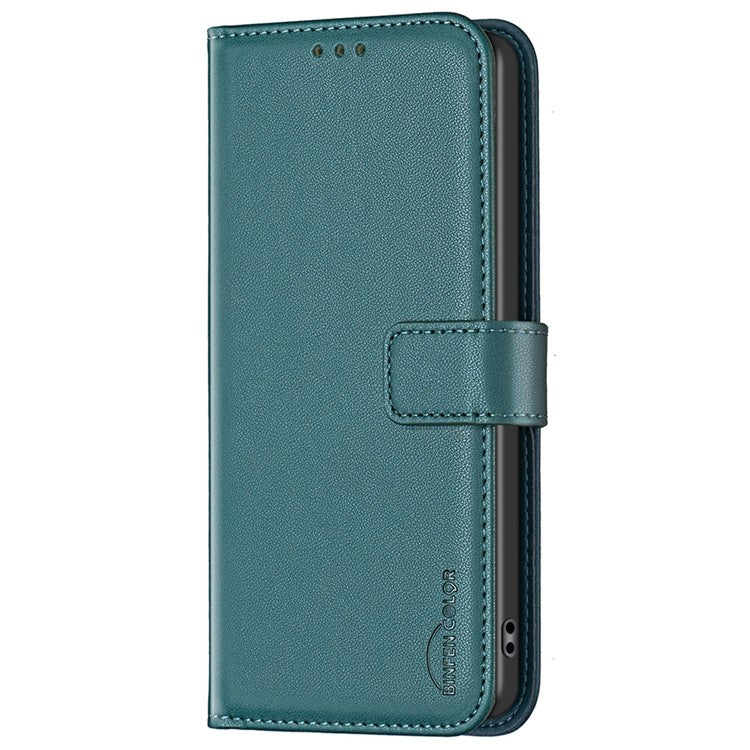 BINFEN COLOR BF17 For Motorola Edge 40 Neo 5G Phone Case PU Leather Wallet Cover - Green