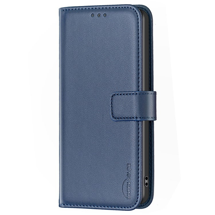 BINFEN COLOR BF17 For Motorola Edge 40 Neo 5G Phone Case PU Leather Wallet Cover - Blue