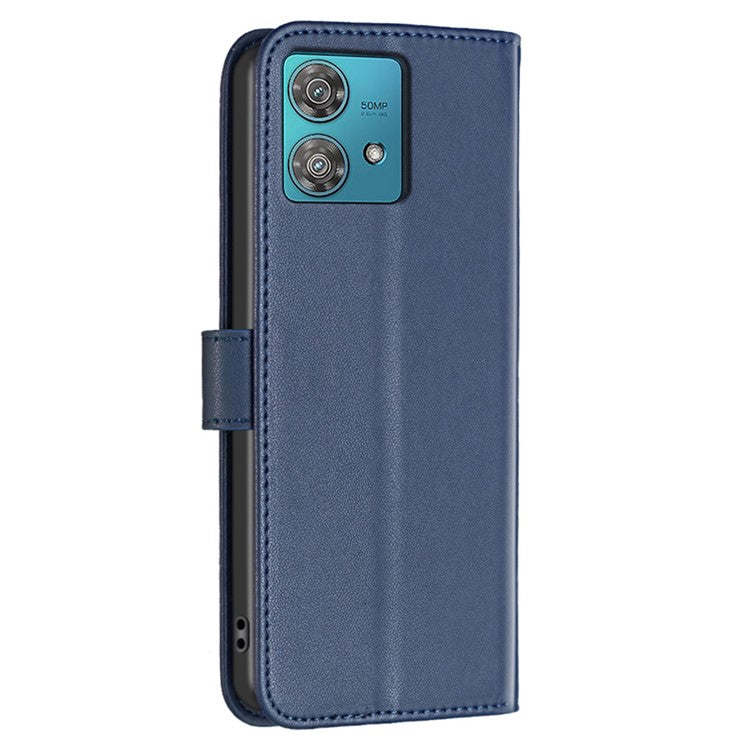BINFEN COLOR BF17 For Motorola Edge 40 Neo 5G Phone Case PU Leather Wallet Cover - Blue