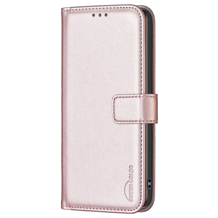 BINFEN COLOR BF17 For Motorola Edge 40 Neo 5G Phone Case PU Leather Wallet Cover - Rose Gold