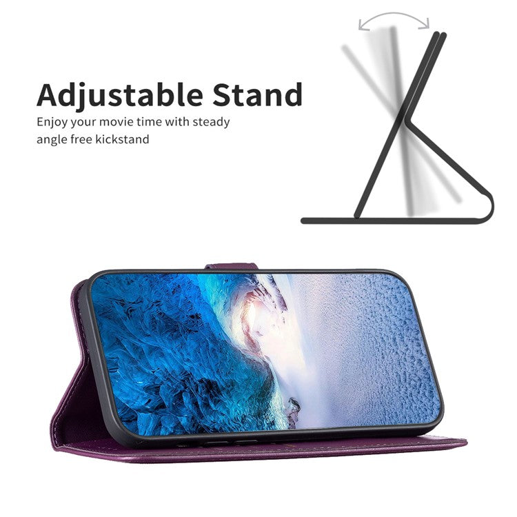 BINFEN COLOR BF17 For Motorola Edge 40 Neo 5G Phone Case PU Leather Wallet Cover - Dark Purple