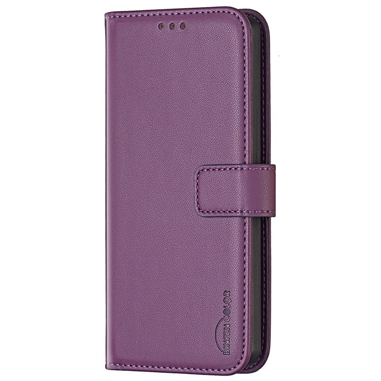 BINFEN COLOR BF17 For Motorola Edge 40 Neo 5G Phone Case PU Leather Wallet Cover - Dark Purple