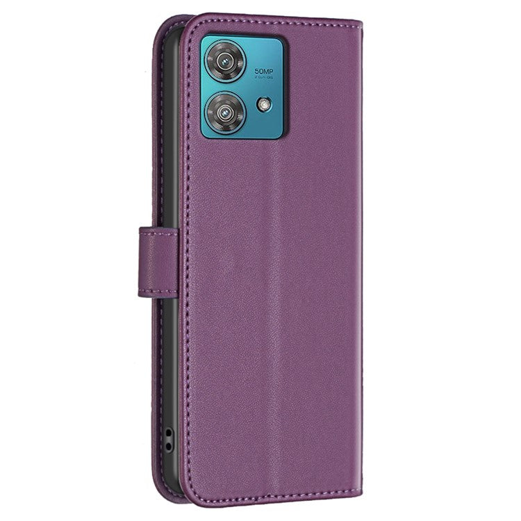 BINFEN COLOR BF17 For Motorola Edge 40 Neo 5G Phone Case PU Leather Wallet Cover - Dark Purple